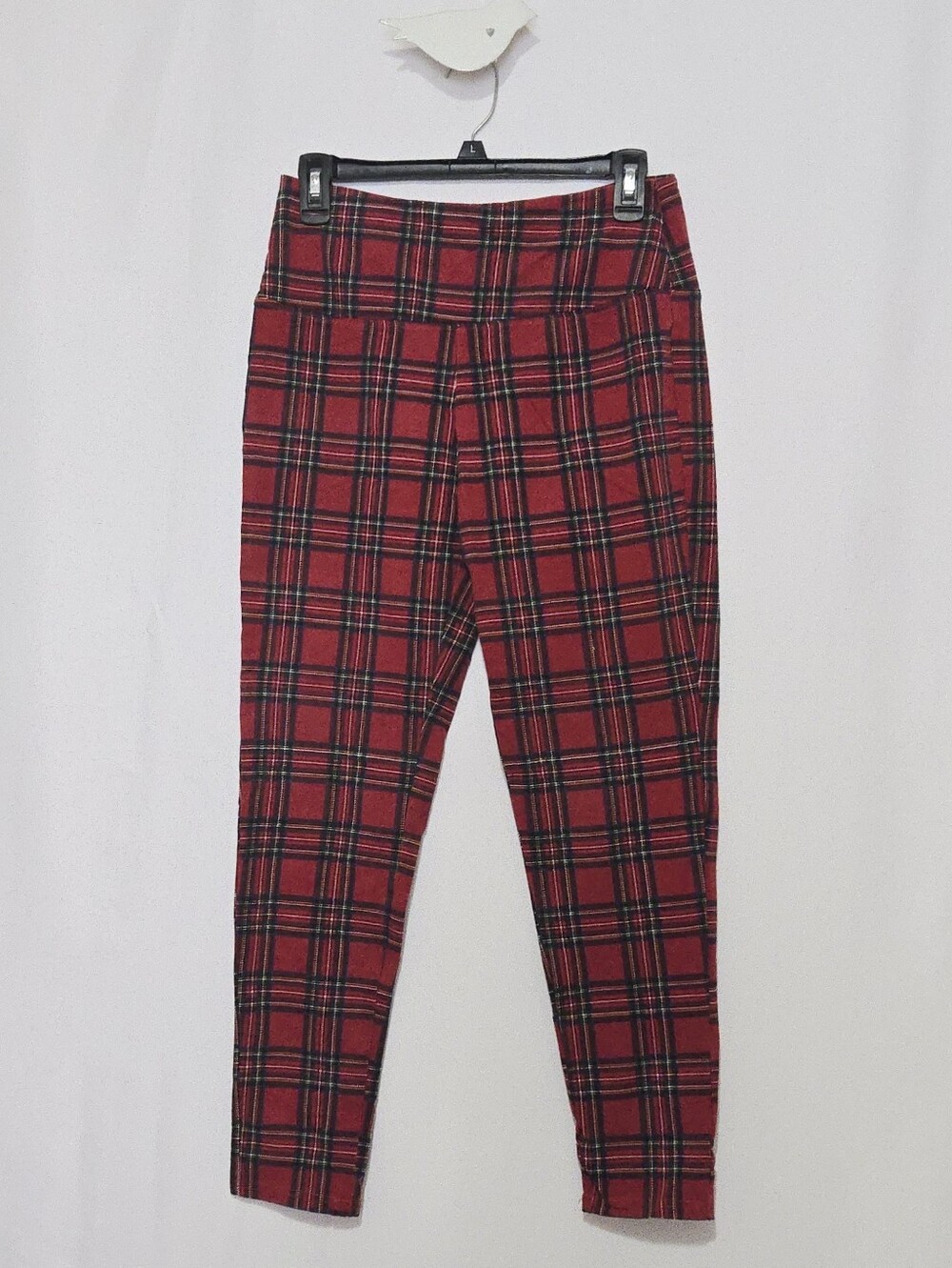 Intro "Love the Fit" Plaid Leggings - Red & Black Tartan Plaid - Preppy - Size M